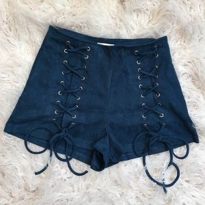 Suede Tie Front Shorts